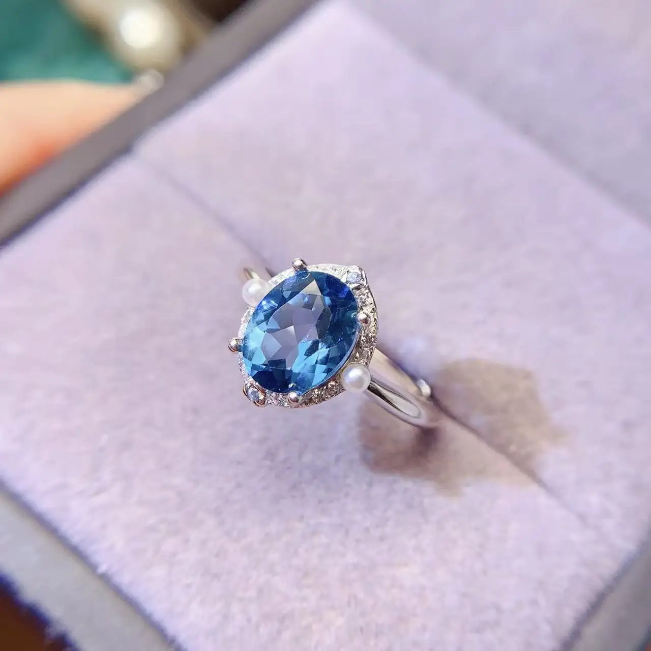 Natural Topaz Single Pearl Ring - view 2
