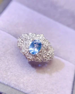 Natural Topaz Wide Cluster Ring
