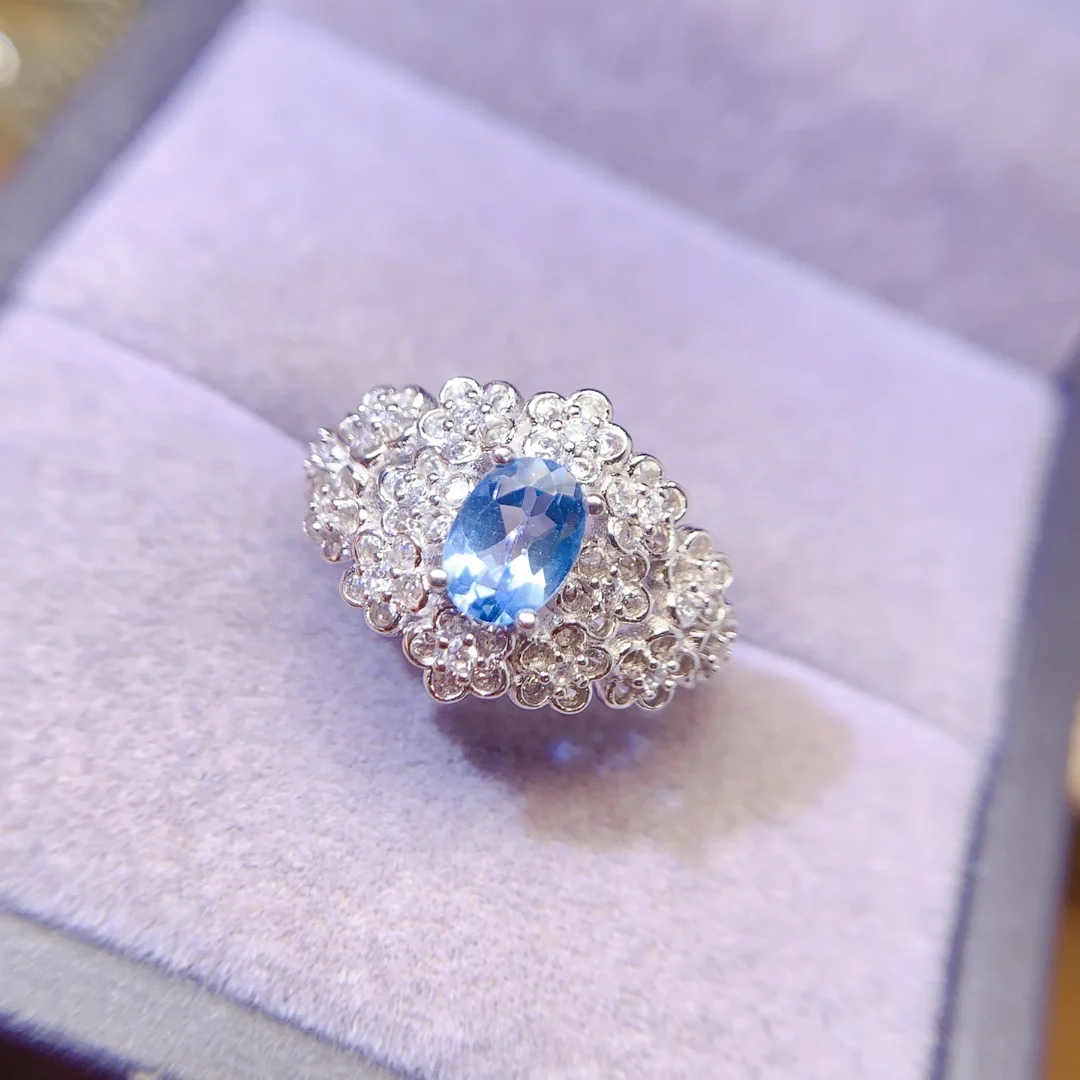 Natural Topaz Wide Cluster Ring - view 2
