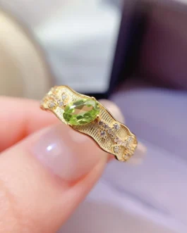 Natural Peridot Flush Band Ring