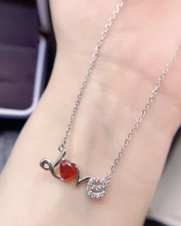 Natural Sunstone Love Pendant Necklace