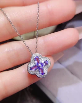 Natural Tanzanite Clover Pendant