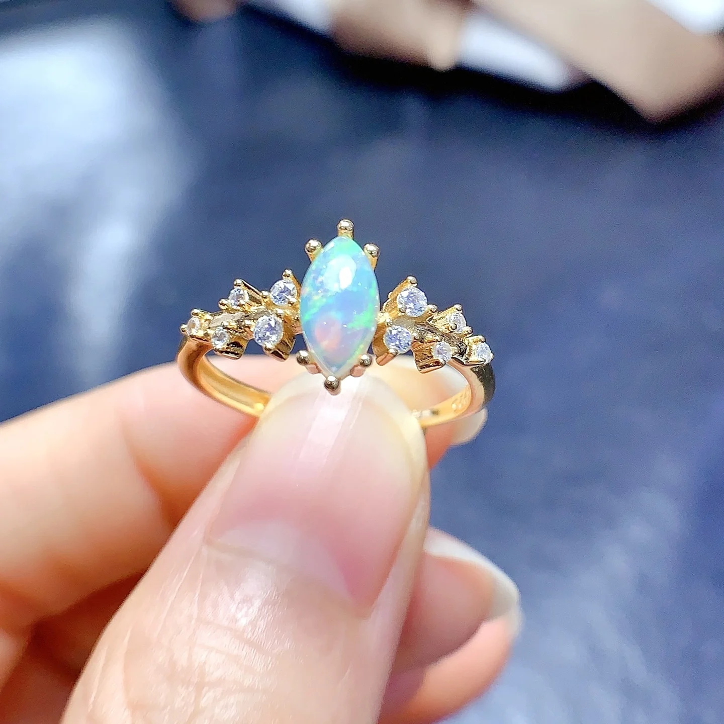 Natural Opal Marquise Ring - view 1