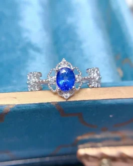Natural Sapphire Blossom Halo Ring