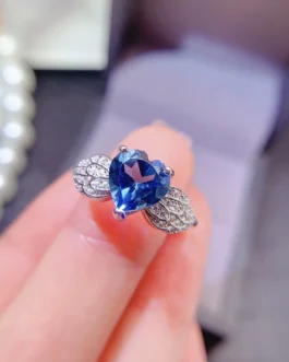 Natural Topaz Heart Wing Ring