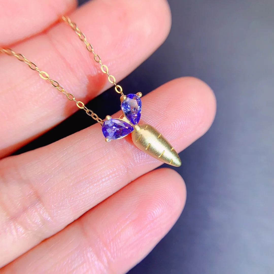 Natural Tanzanite Feather Pendant - view 1