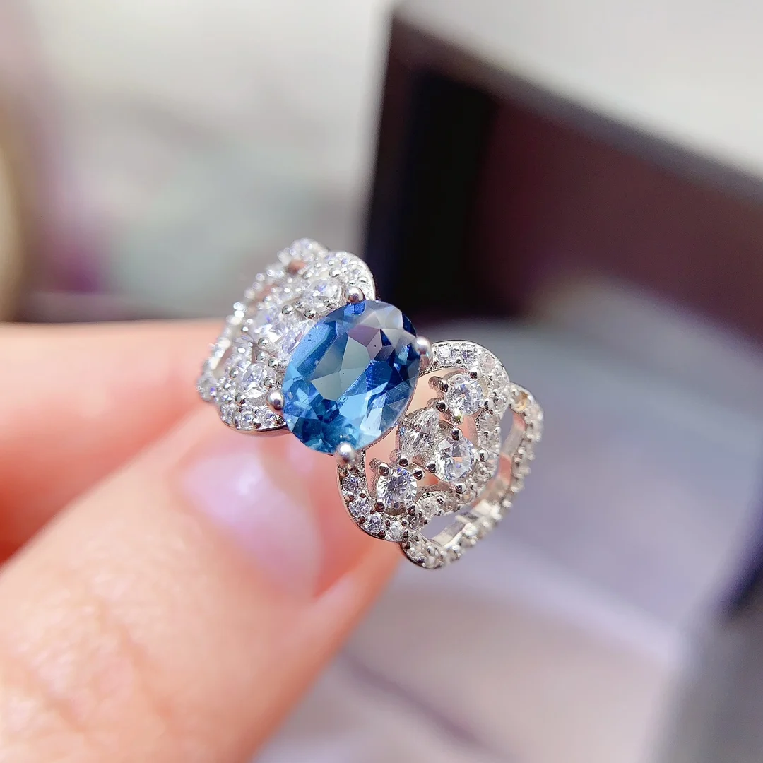 Natural Topaz Cushion Halo Ring - view 1