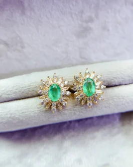 Natural Emerald Aura Earrings