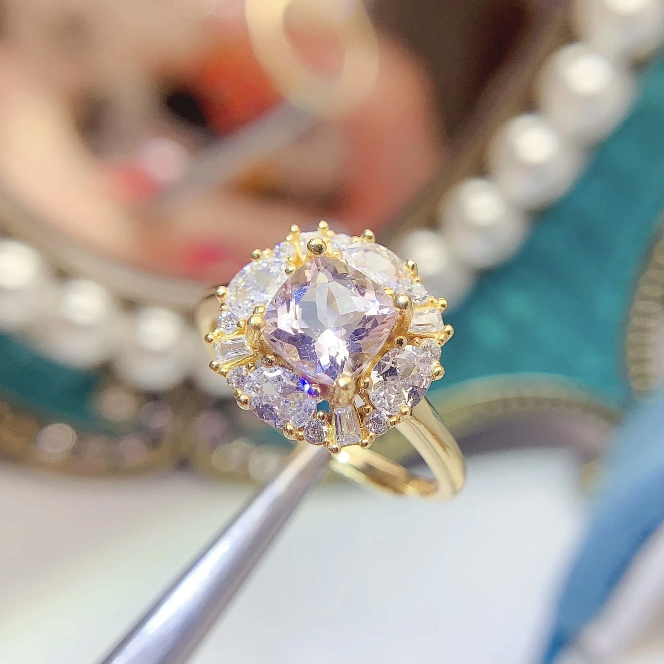 Natural Morganite Dainty Band Ring - view 3