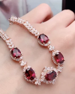 Natural Garnet Tennis Bracelet