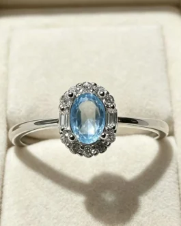 Natural Gemstone Halo Colour Ring