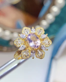 Natural Morganite Gold Tone Ring