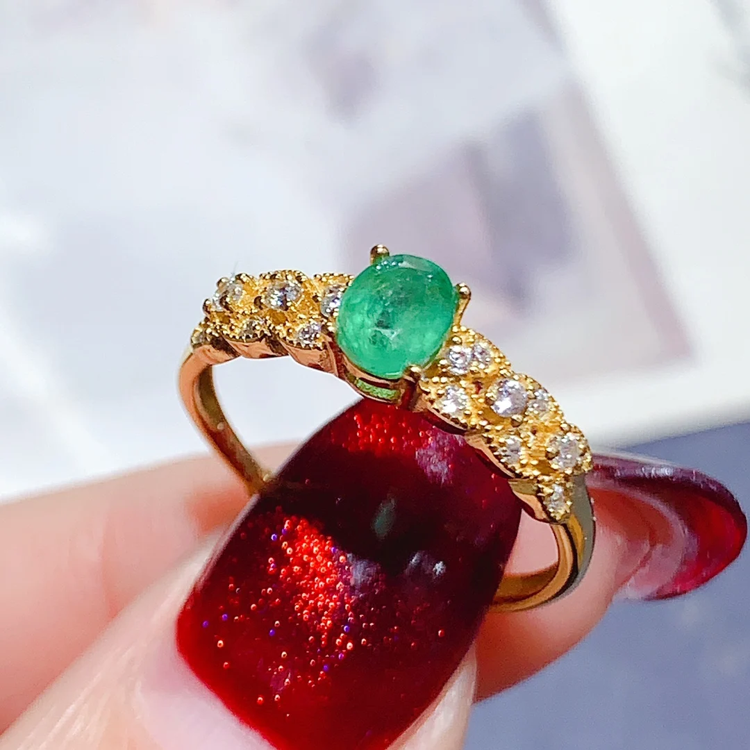Natural Emerald Wide Pavé Ring - view 5