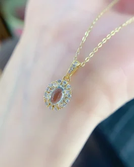 Natural Topaz Oval Pendant