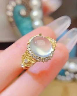 Natural Prehnite Gold Custom Ring