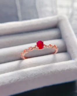 Natural Gemstone Oval Prong Ring