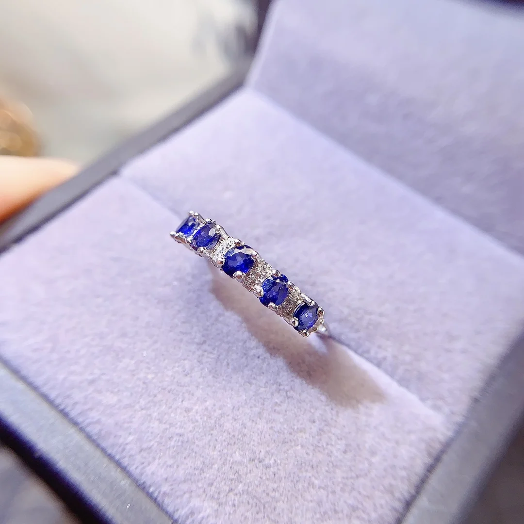 Natural Sapphire Half Eternity Ring - view 6