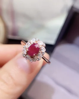 Natural Ruby Classic Halo Ring