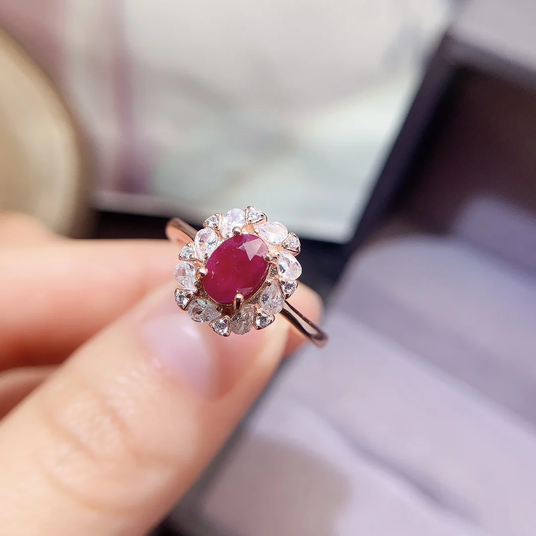 Natural Ruby Classic Halo Ring - view 1
