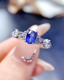 Natural Sapphire Leaf Shoulder Ring