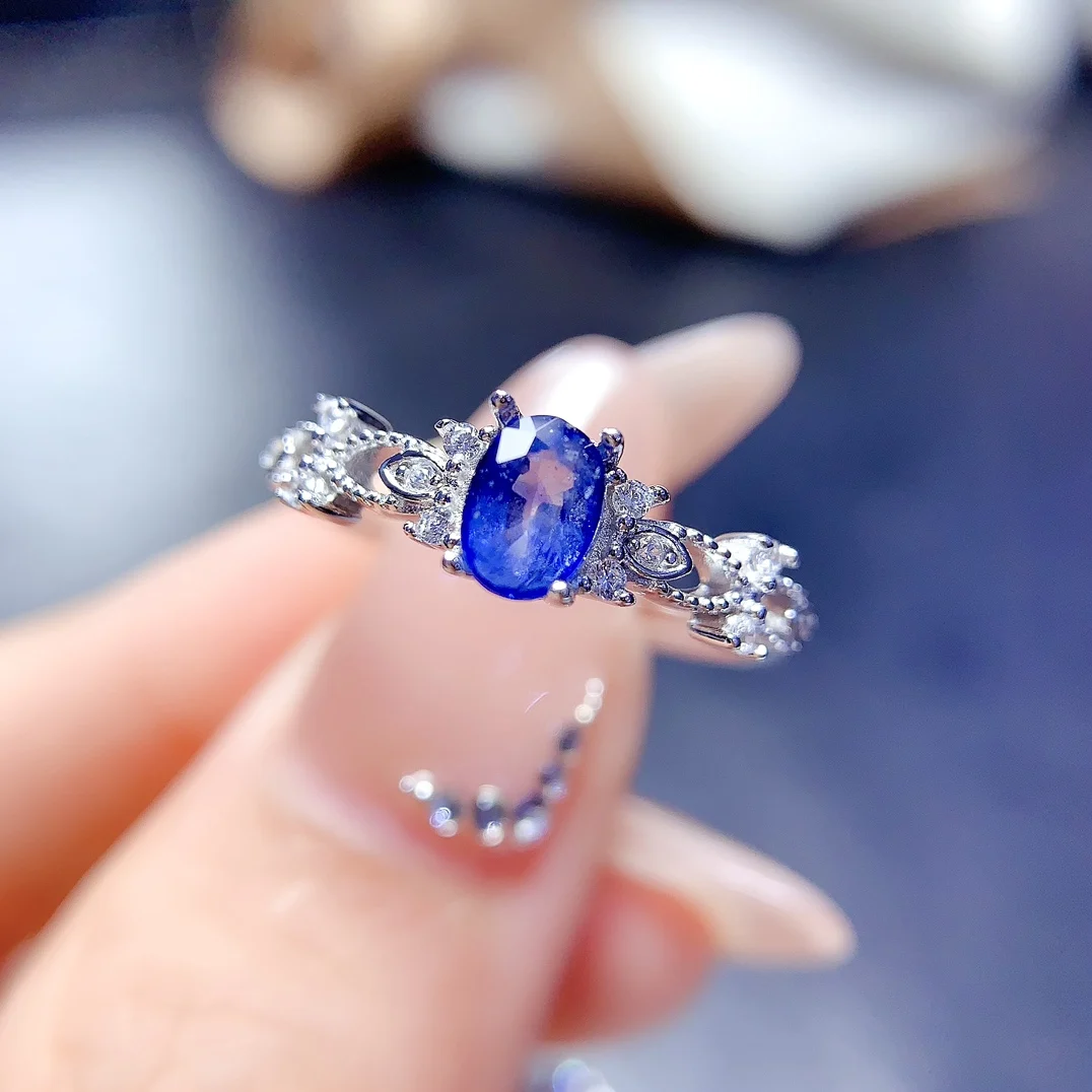 Natural Sapphire Leaf Shoulder Ring - view 1
