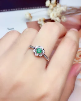 Natural Emerald Round Jewelry Set