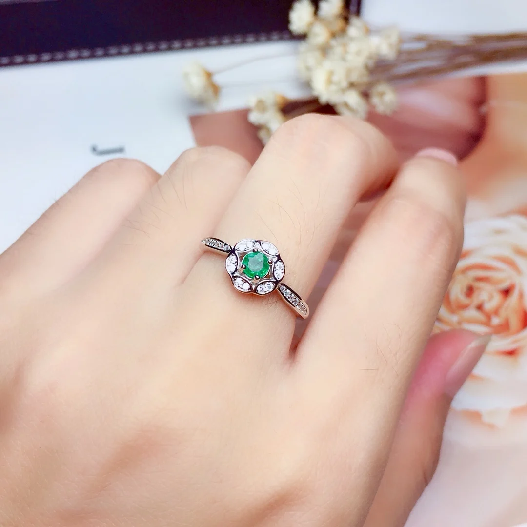 Natural Emerald Round Jewelry Set - view 2