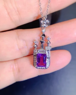 Natural Amethyst Rectangle Pendant