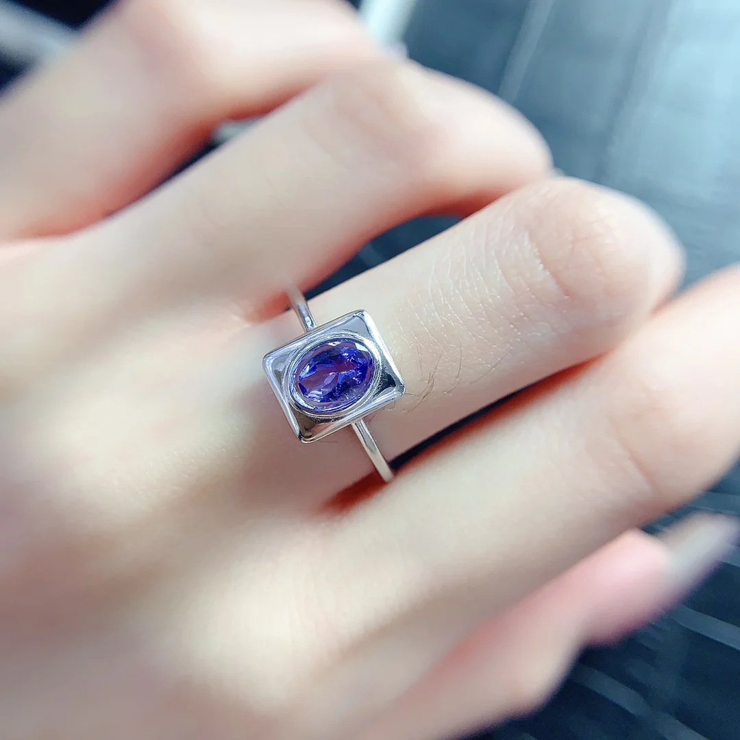 Natural Tanzanite Luxury Halo Ring - view 5