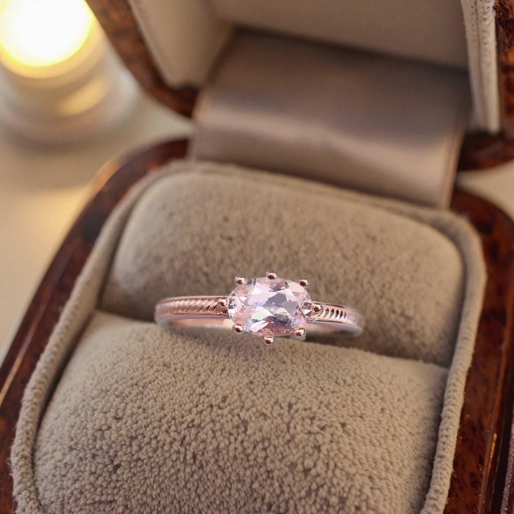 Natural Morganite Petite Oval Ring - view 1
