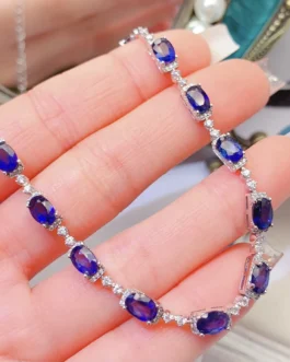 Natural Sapphire Cuban Chain Bracelet