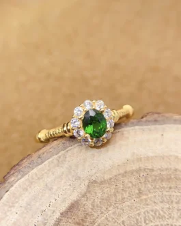 Natural Diopside Petite Halo Ring