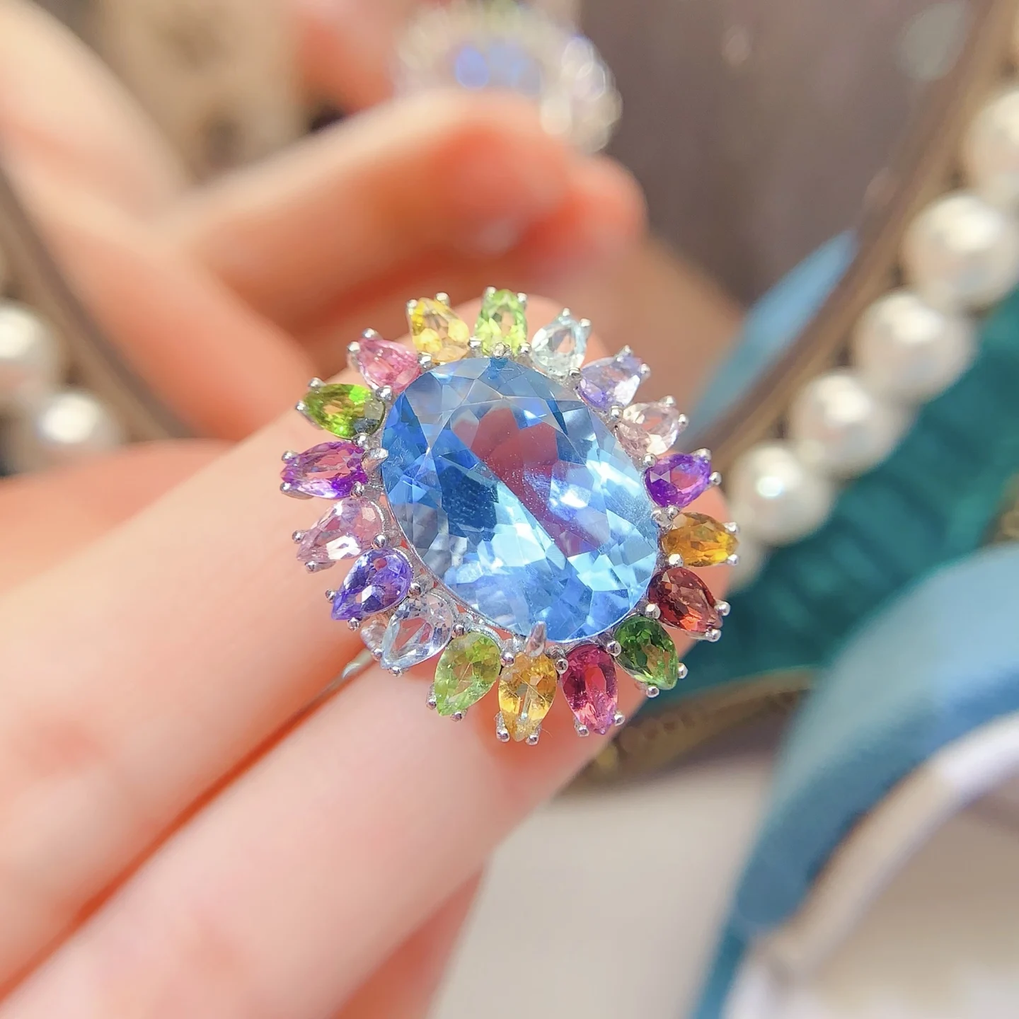 Natural Topaz Tourmaline Ring - view 3