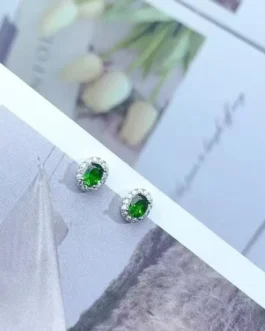 Natural Diopside Glow Stud Earrings