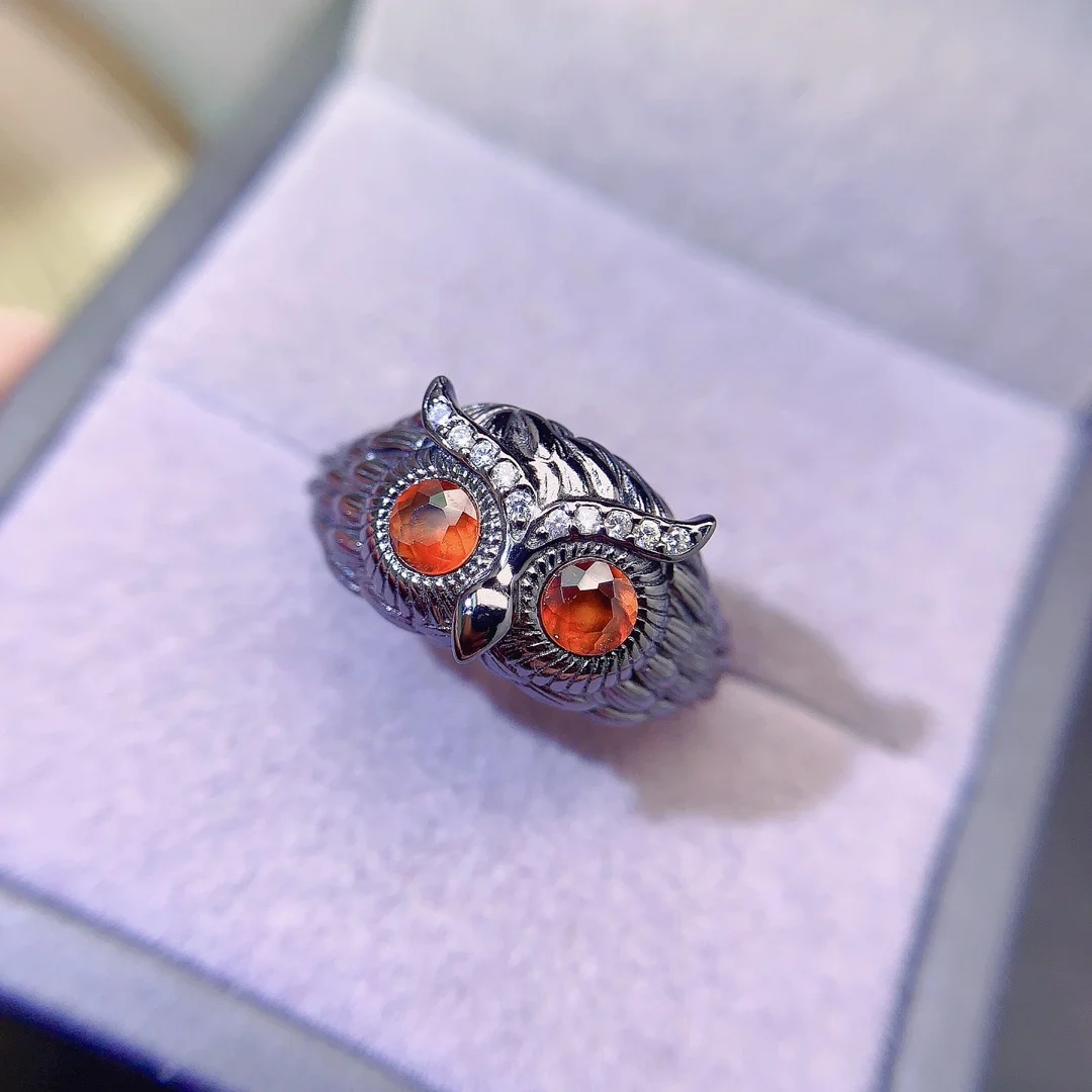 Natural Garnet Owl Ring - view 4