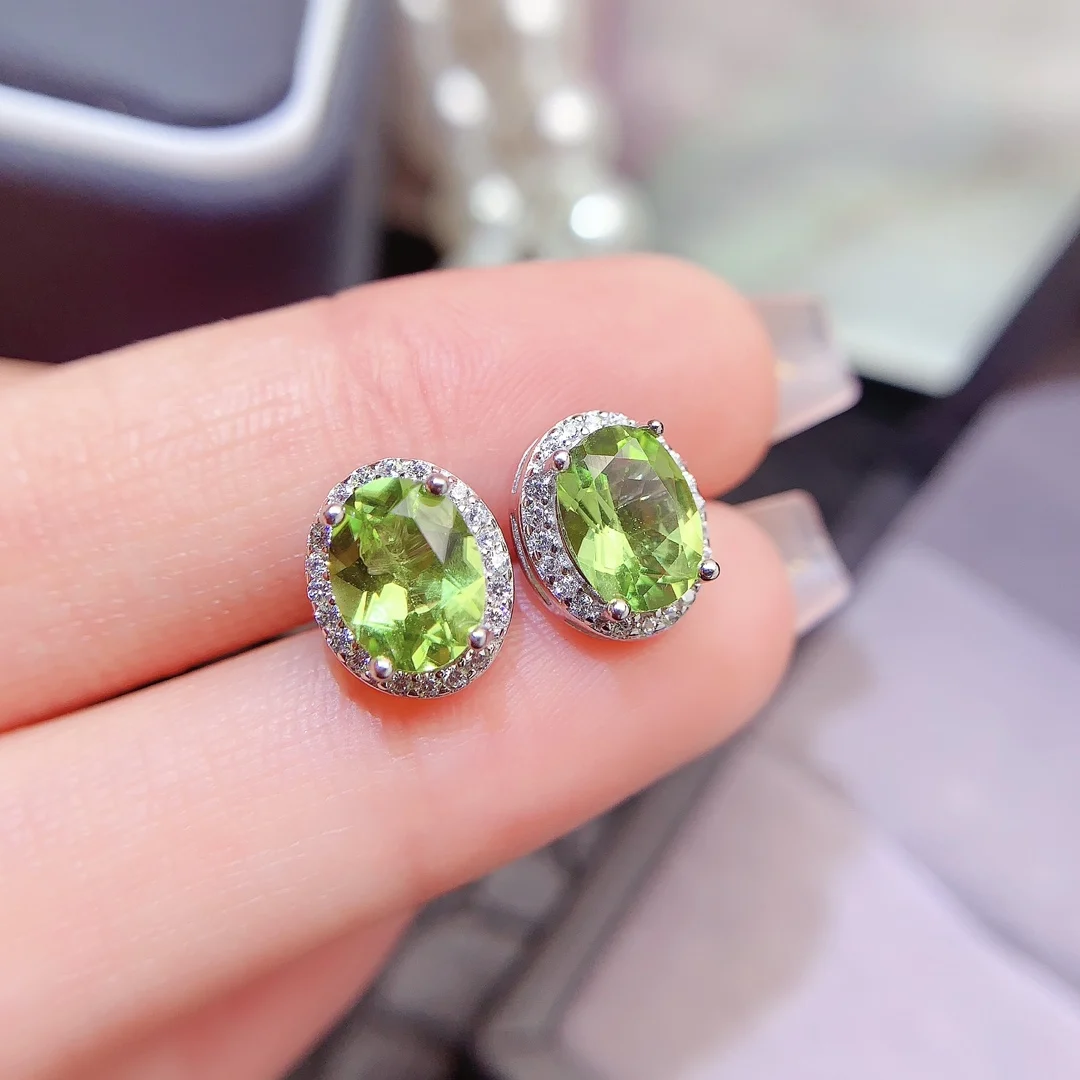 Natural Peridot Oval Stud Earrings - view 1