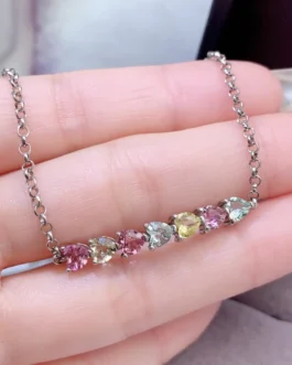 Natural Tourmaline Pear Bar Bracelet