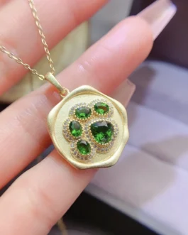 Natural Diopside Paw Pendant