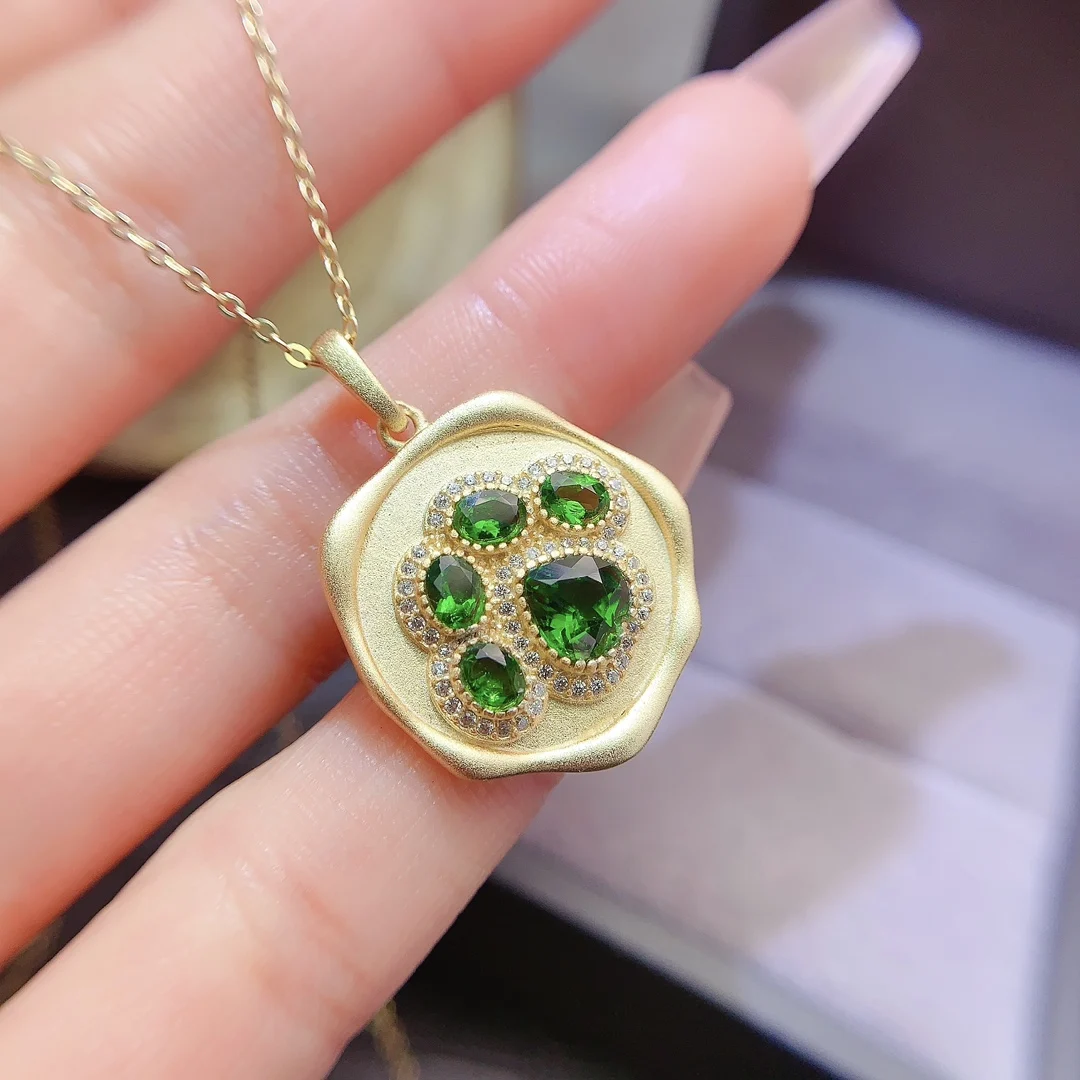 Natural Diopside Paw Pendant - view 1