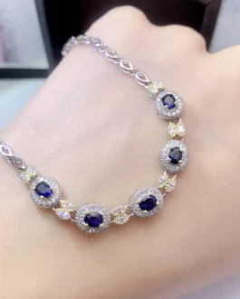 Natural Sapphire Vintage Halo Bracelet