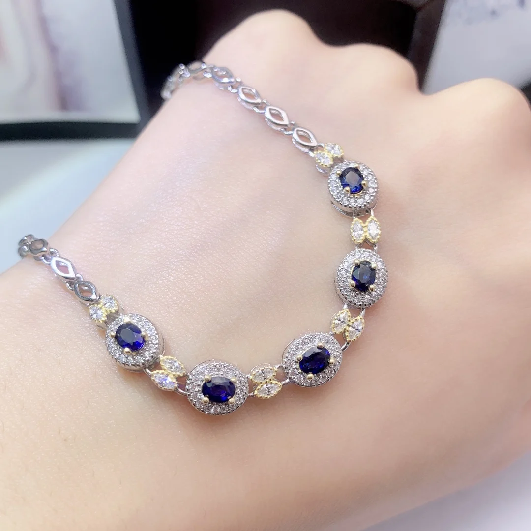 Natural Sapphire Vintage Halo Bracelet - view 1