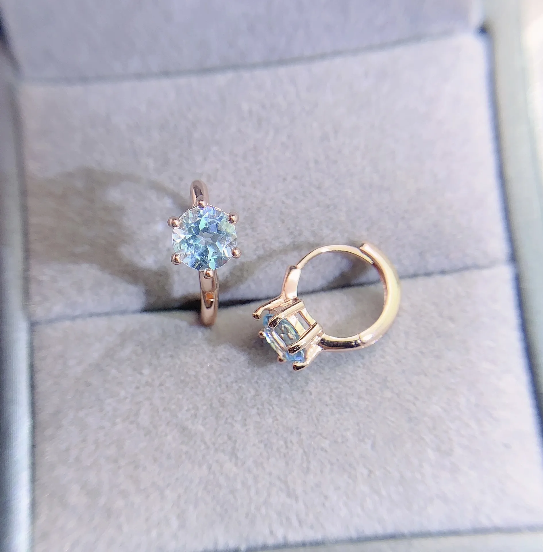 Natural Topaz Round Stud Earrings - view 3