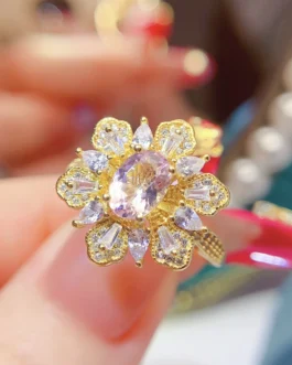 Natural Morganite Gold Tone Ring