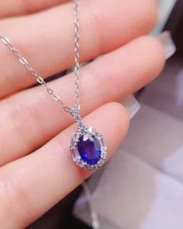 Natural Sapphire Oval Pendant