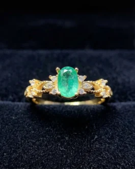 Natural Emerald Leaf Vine Ring