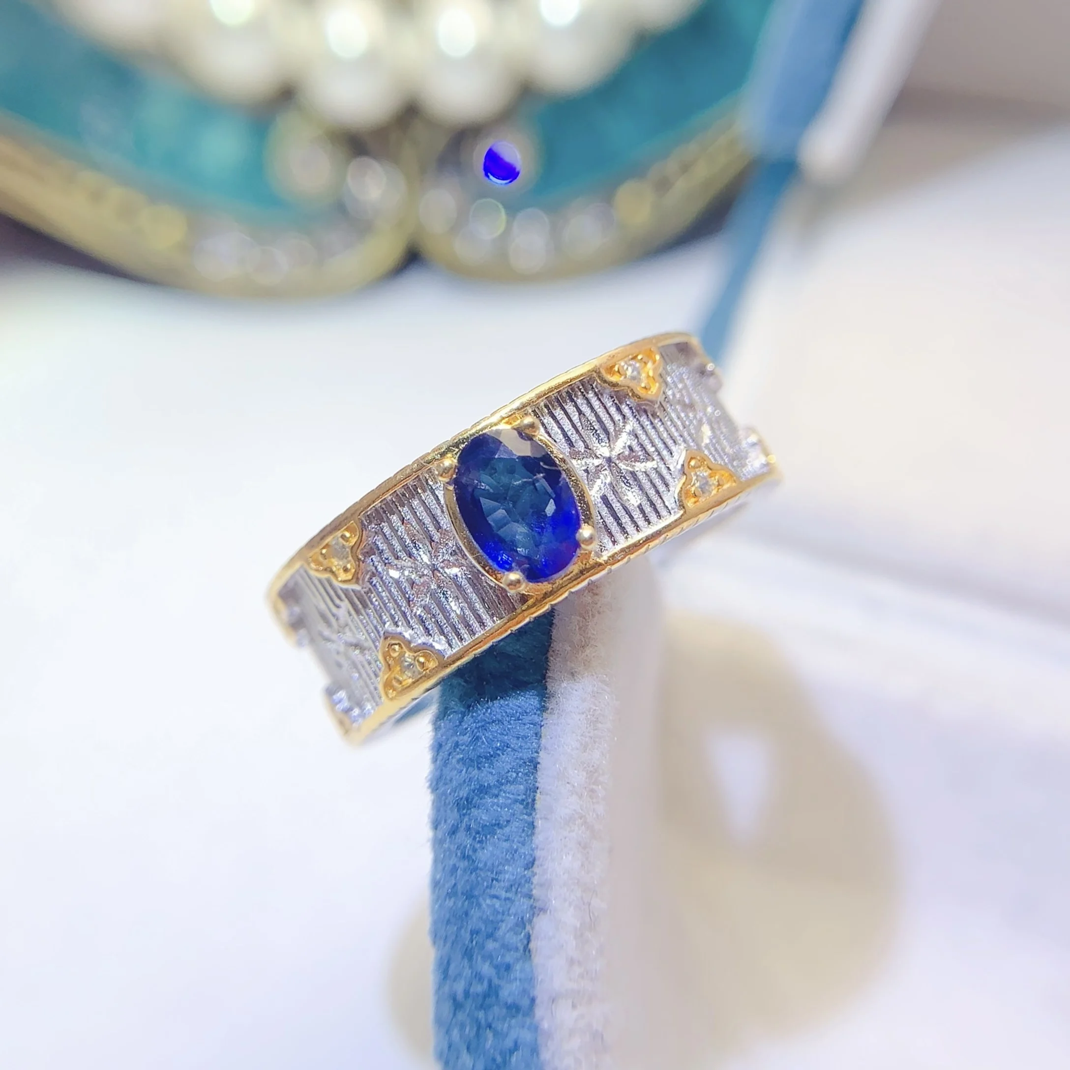 Natural Sapphire Mosaic Cocktail Ring - view 1