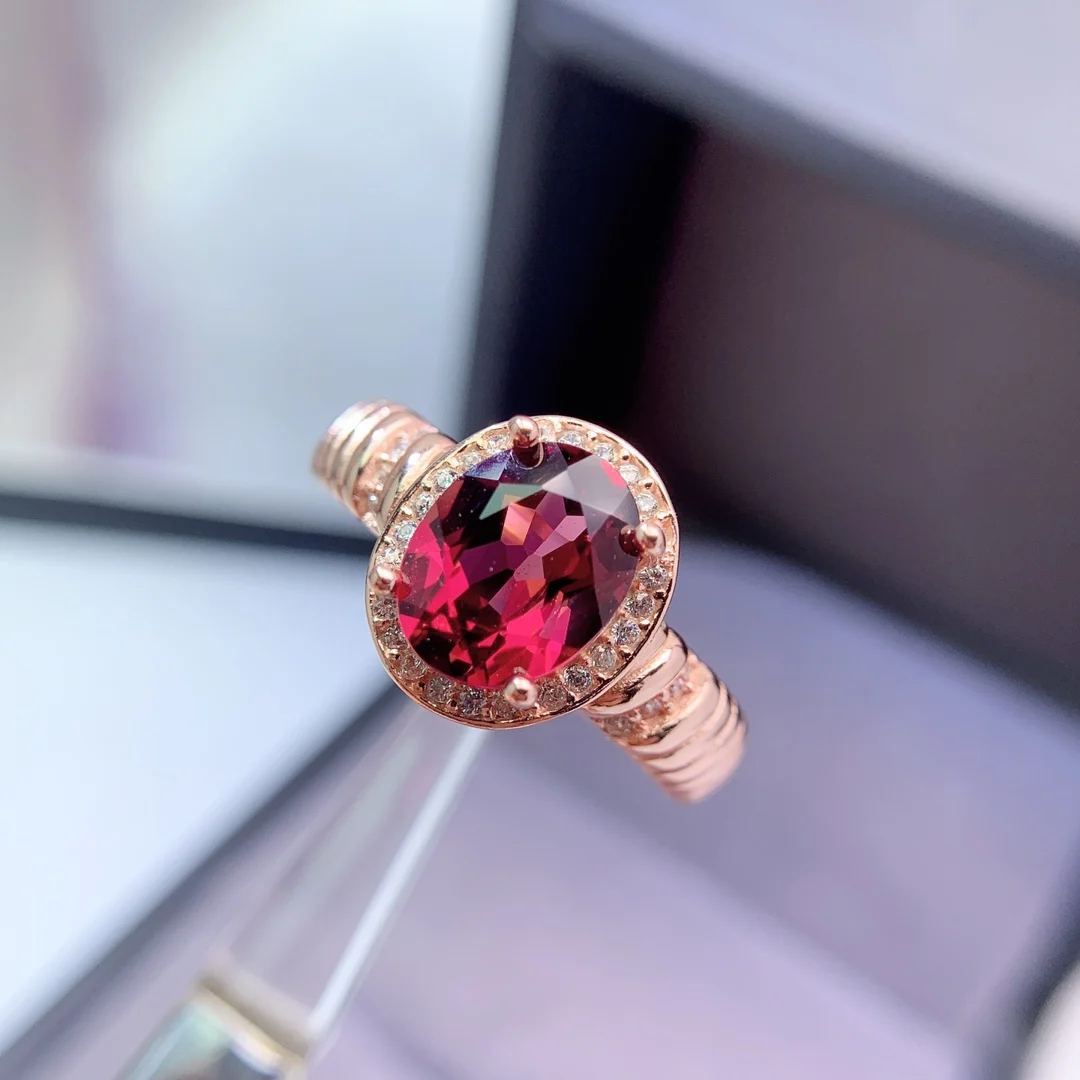 Natural Garnet Ribbed Band Ring - view 3