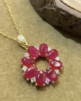 Natural Ruby Wreath Pendant Necklace
