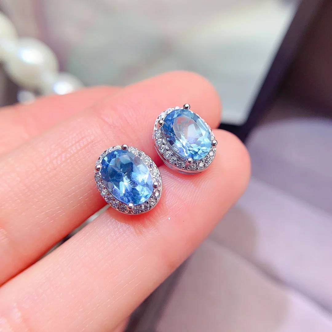 Natural Topaz Oval Stud Earrings - view 1