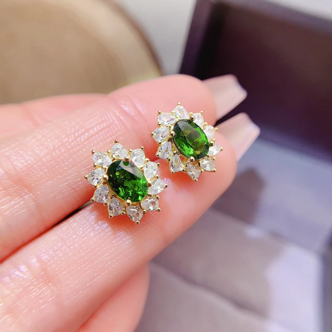 Natural Diopside Classic Earrings - view 1